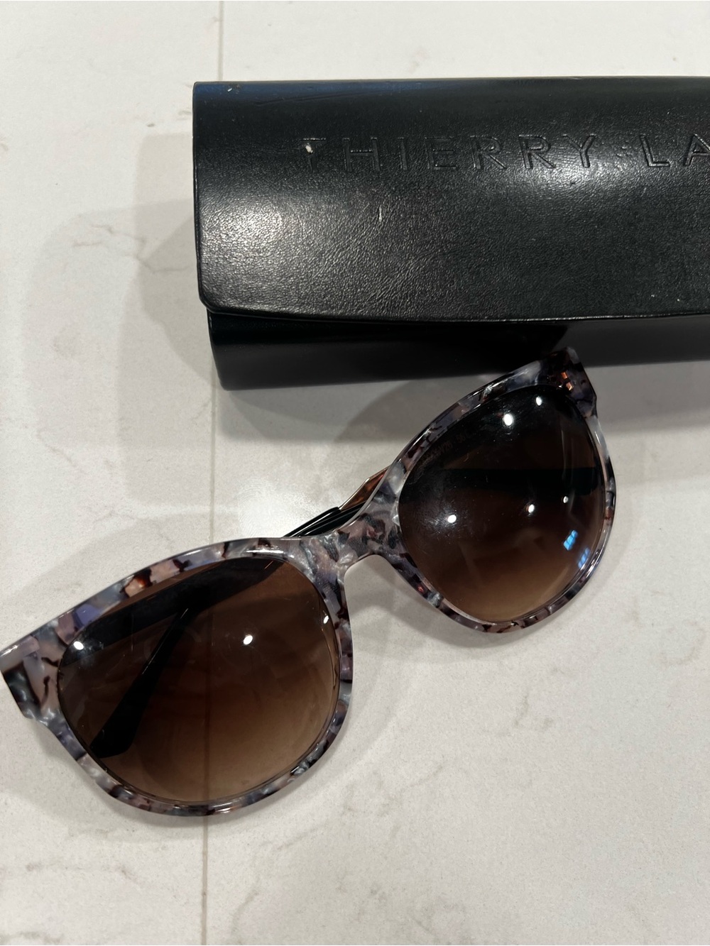 THIERRY LASRY Purple Tortoiseshell Cat-Eye Sunglasses with Brown Gradient Lenses